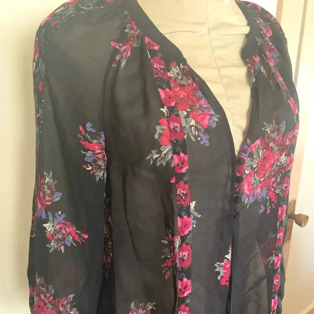 JOIE EUC Gloria F Floral Print Silk Blouse Top - Picture 6 of 10
